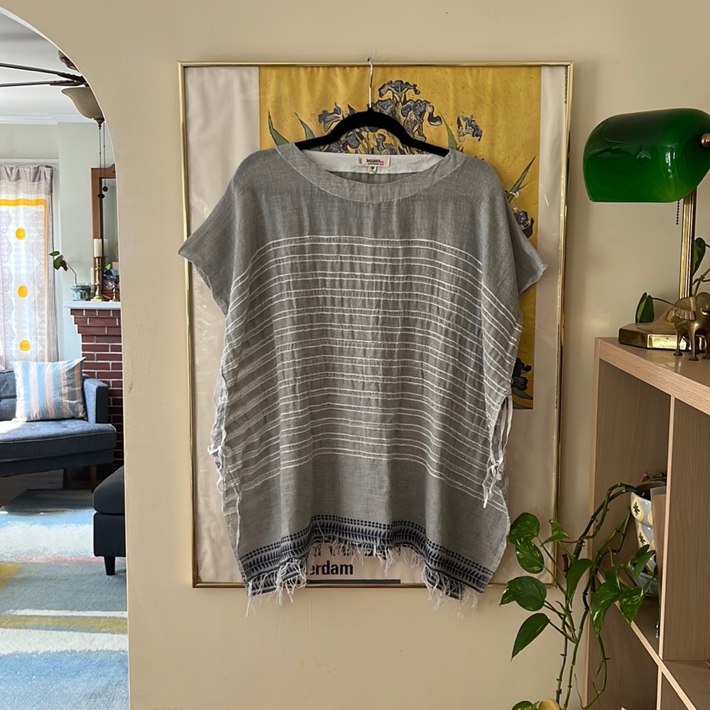 Lemlem Gray Striped Lightweight Swim Coverup